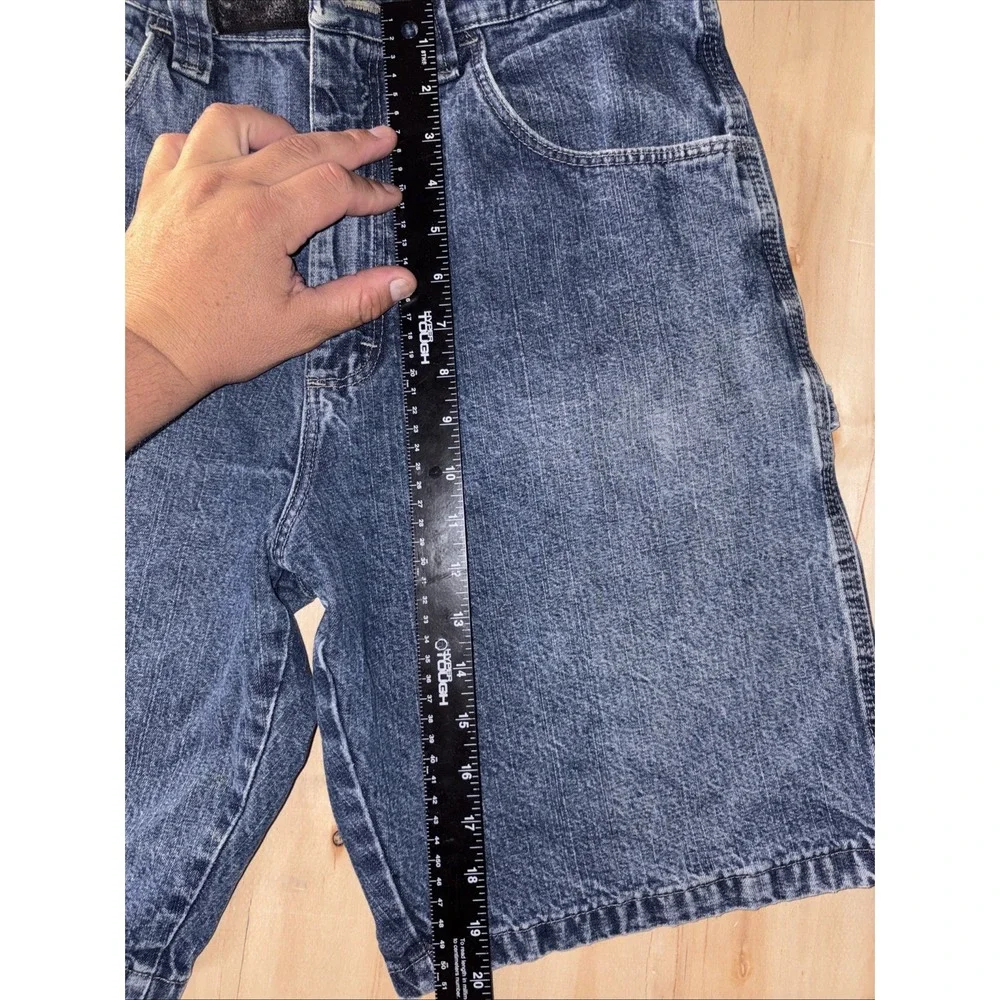 Wrangler Carpenter Shorts Mens 38 Blue Denim Y2K Baggy Cargo Work Utility Loop